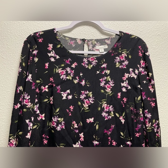 J. Jill Floral Long Sleeve Blouse Button Keyhole Back/Sleeves Lightweight Medium - Picture 3 of 8